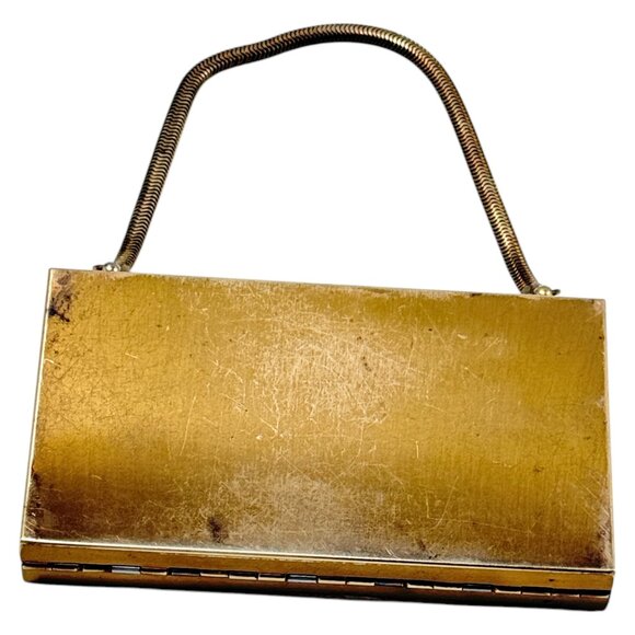 MCM Mother of Pearl Maudiere Compact Gold Tone Metal Rectangle 5.5 inch w Comb - Picture 16 of 16